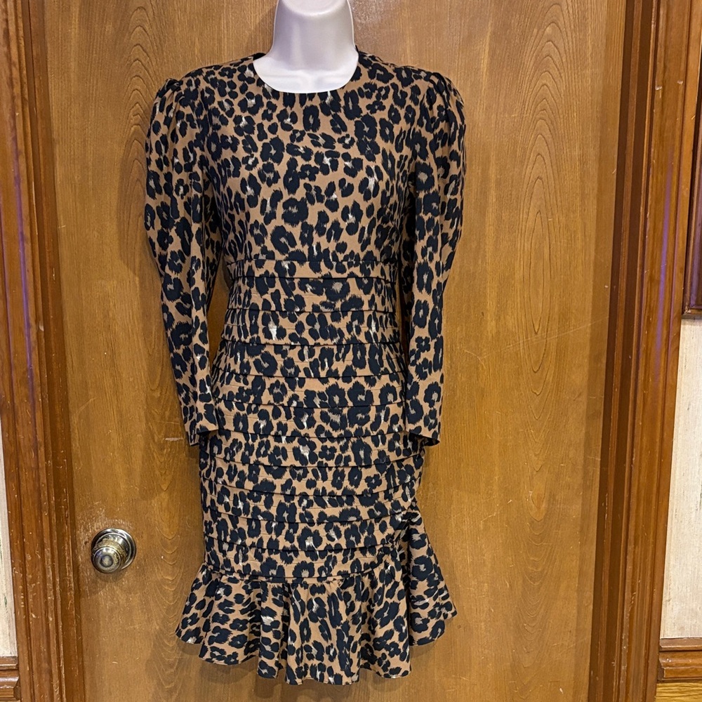 Bardot Leopard Print Long Sleeve Dress